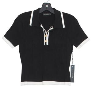 NWT Emerson Lang Sweater Y2K Preppy Dark Academia Minimalist Ribbed Black Large